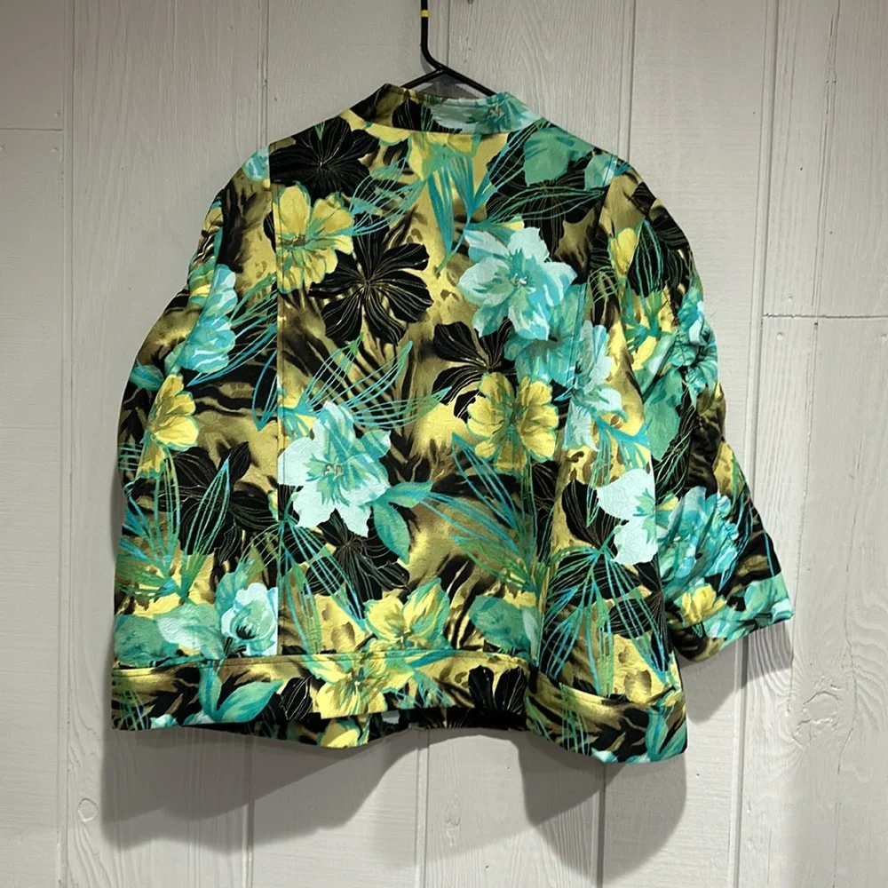 Erin London Floral Women's Jacket - Green and Yellow - Picture 8 of 8